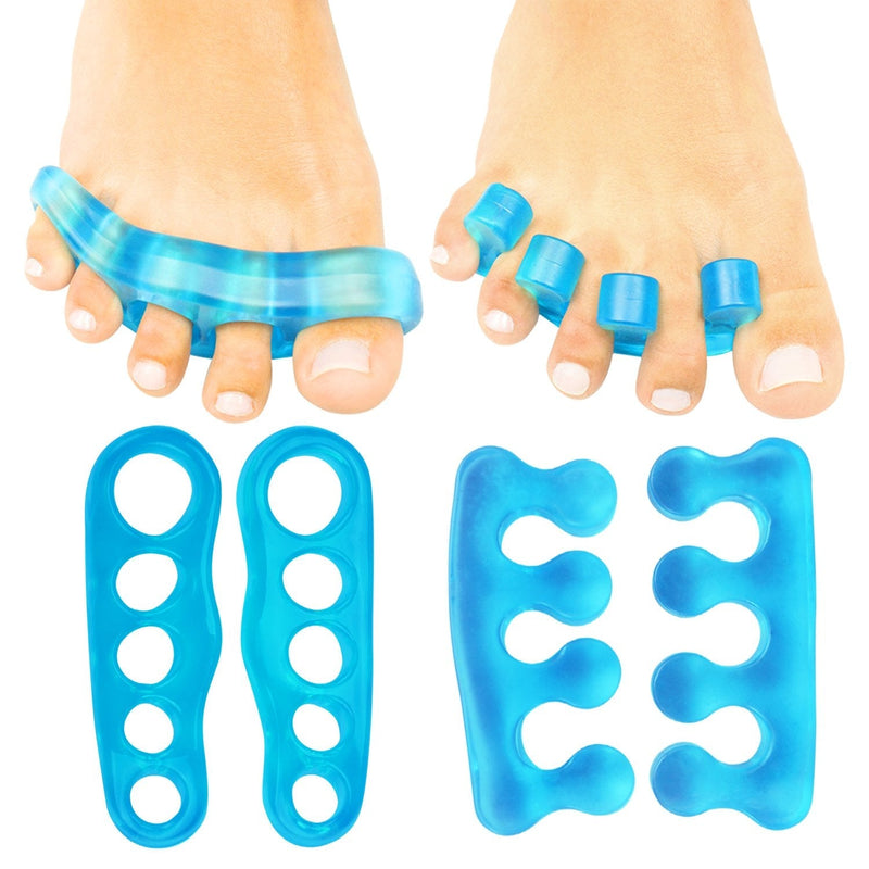 ViveSole Toe Stretchers (4 Pieces) - Silicone Gel Separators - Therapeutic Spa Spreaders for Plantar Fasciitis, Bunions, Overlapping Hammer Toe Spacers - Metatarsal Yoga Cushion Blue Small (4 Count) - NewNest Australia