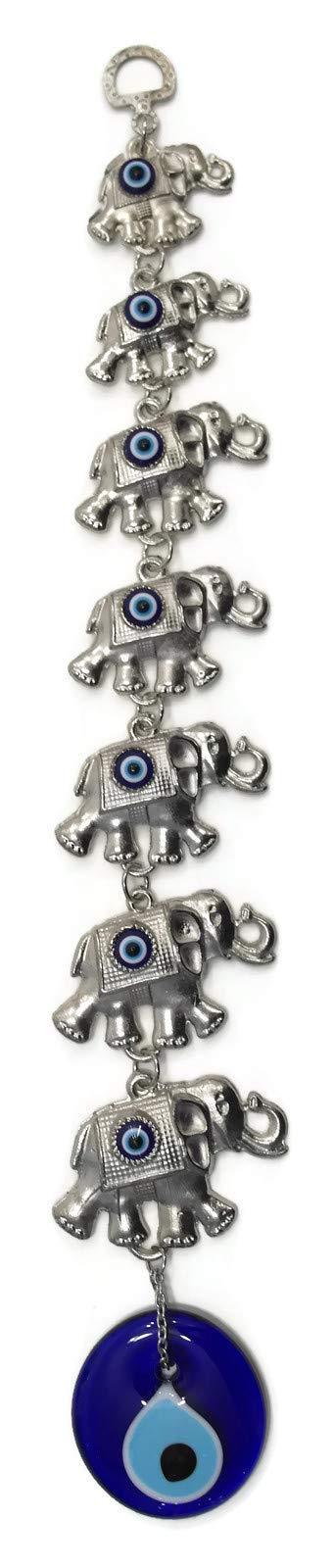 NewNest Australia - Mystic Jewels - Seven Elephants Evil Eye Home Decor - Protection for Good Luck (Silver2) Silver2 