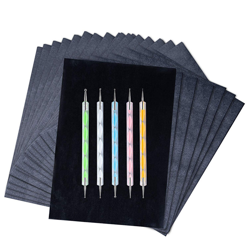 200 Sheets Carbon Paper Black Graphite Paper Transfer Tracing Paper and 5 Pieces Ball Embossing Styluses for DIY Woodworking, Paper, Canvas and Other Art Craft Surfaces - NewNest Australia