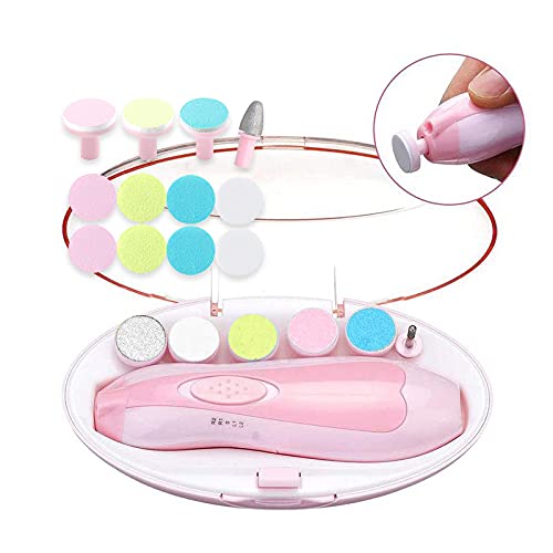 Qunlions life Glopole Baby Nail Trimmer File with Light - Safe Electric Nail Clippers Kit for Newborn Infant Toddler Kids Toes and Fingernails - Care, Polish and Trim - Battery Operated (AA), Pink - NewNest Australia