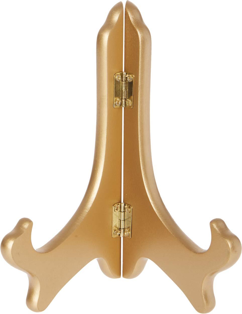 NewNest Australia - Bard's Hinged Gold-Toned Wood Stand, 7" H x 7" W x 4" D (for 7" - 8.5" Plates) 1 