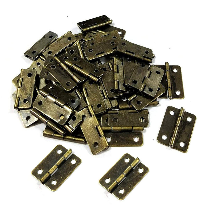 Antrader Mini Butt Hinge Antique Bronze Foldable Small Box Hinges for Cabinet Door Closet Furniture Hardware with Screws Pack of 48 1" x 0.8" - NewNest Australia