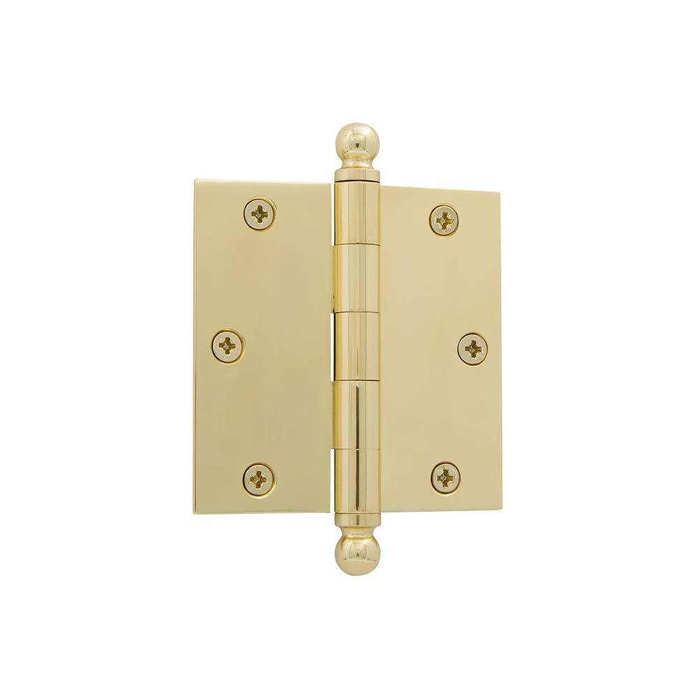 Nostalgic Warehouse 728348 3.5" Ball Tip Residential Square Corners Door Hinge, Polished Brass - NewNest Australia