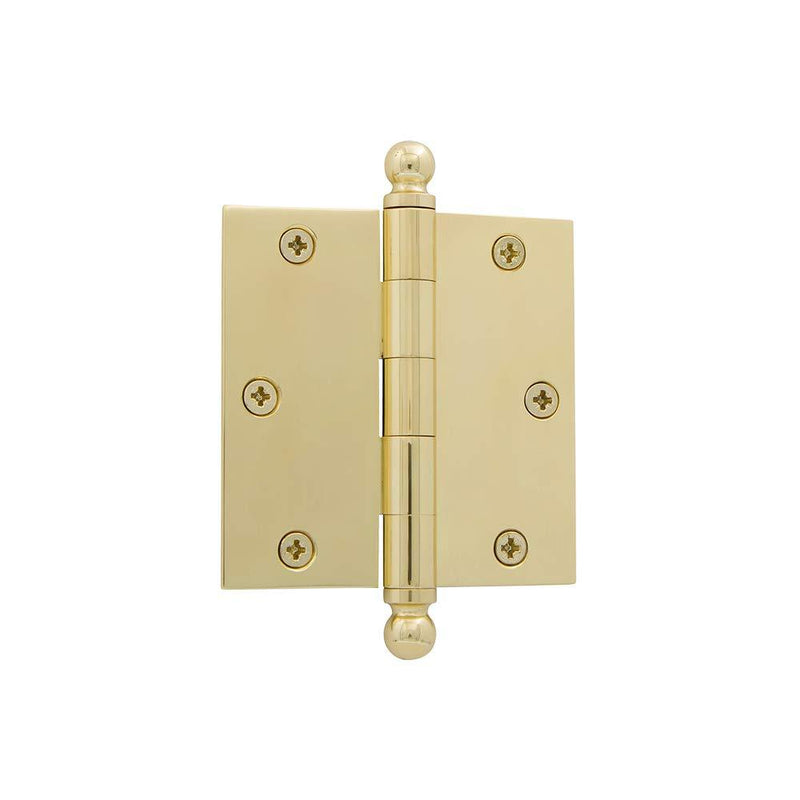 Nostalgic Warehouse 728348 3.5" Ball Tip Residential Square Corners Door Hinge, Polished Brass - NewNest Australia