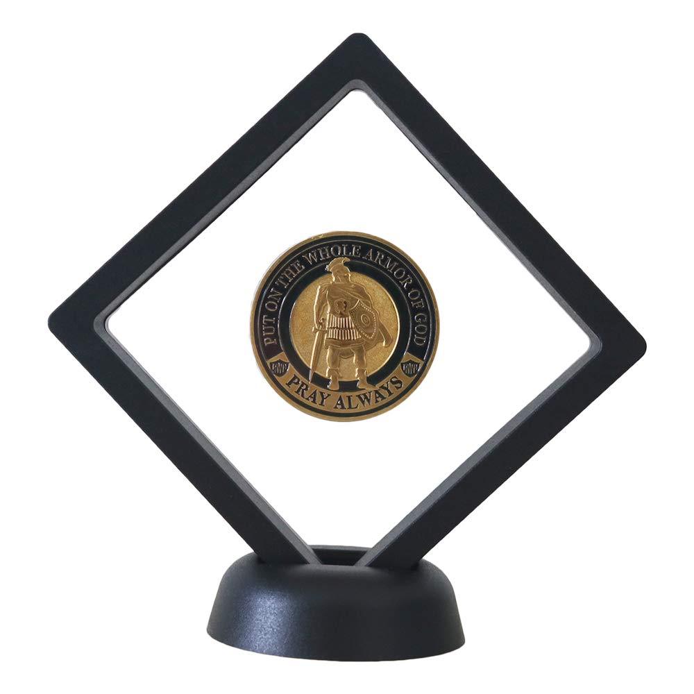 NewNest Australia - HillSpring Challenge Coins Display Stand, Medallion Jewelry Specimen Holder, Military Medal Clear Floating Frame Case Box 