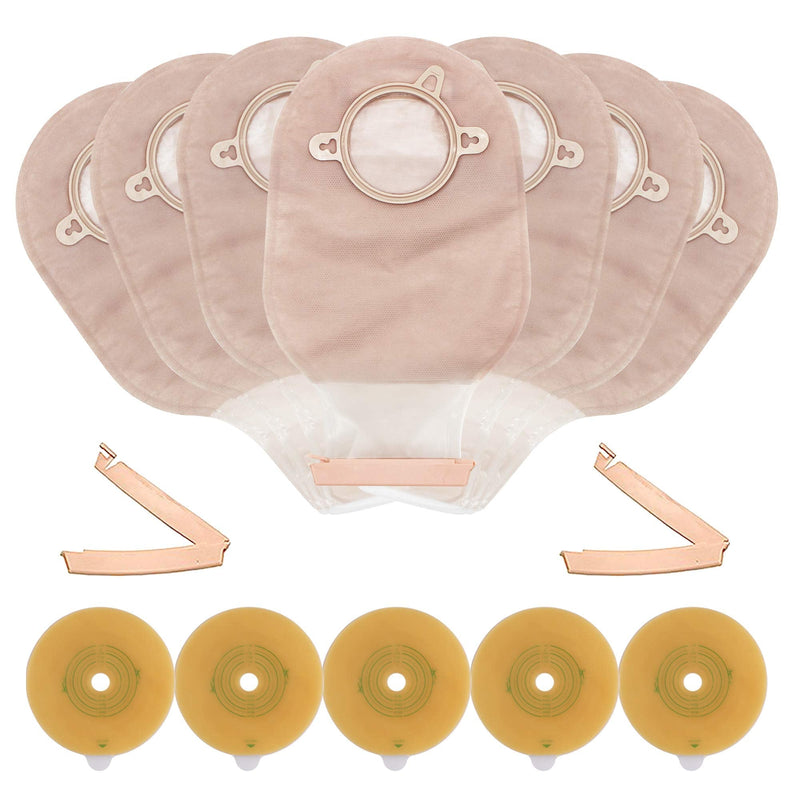 LotFancy Ostomy Supplies, 20PCS Colostomy Bag - 15 PCS Two Piece Drainable Pouches and 5PCS Stoma Skin Barrier Included for Ileostomy Stoma Care, Cut-to-Fit, Pack of 20/Box Clamp Closure - NewNest Australia