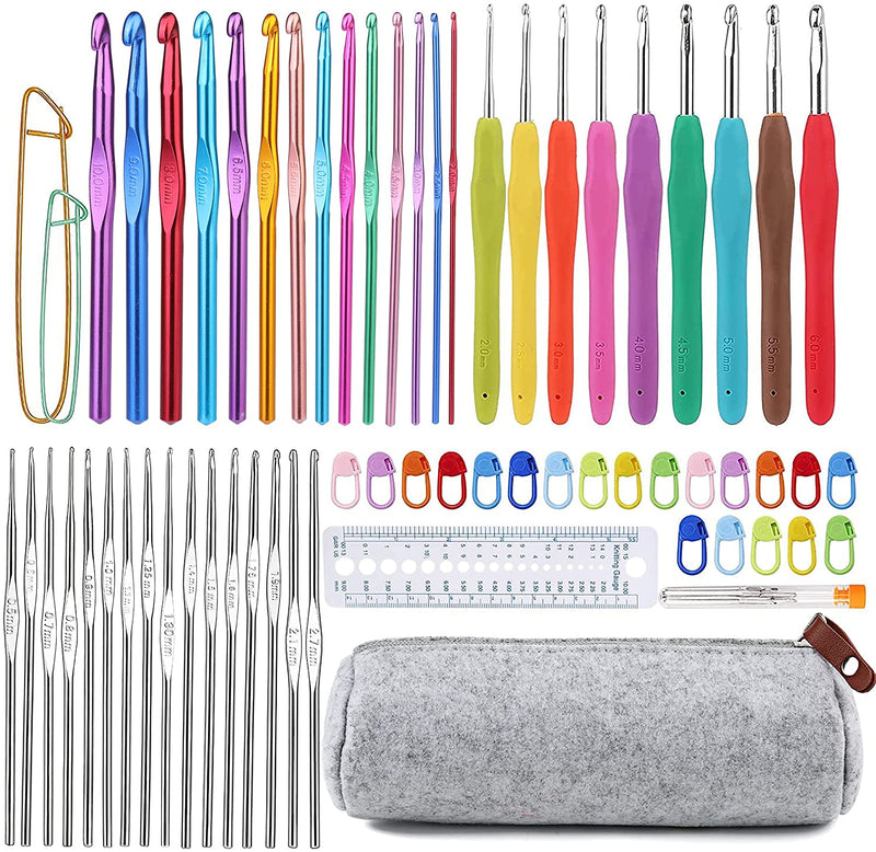 72 Pcs Crochet Hooks Set, Crochet Hooks Kit Plus Large Eye Blunt Needles Ergonomic Yarn Knitting Needles Marking Clips Tools Set with Crochet Needle Accessories - NewNest Australia