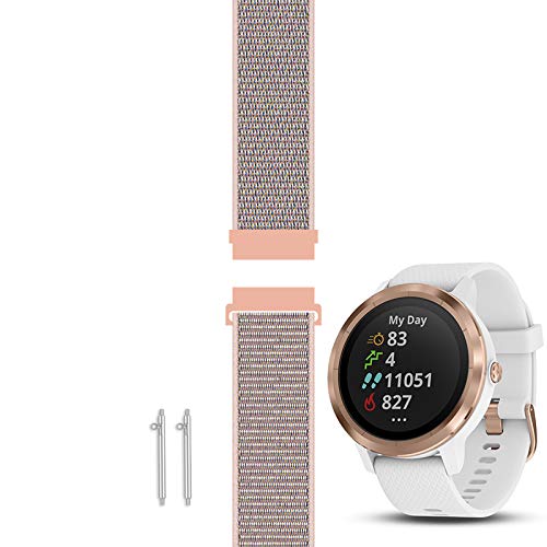 C2D Joy Compatible with Garmin Vivoactive 3 (Music) and Vivomove (HR) Replacement Band with Custom Quick Release Spring Bar, Sport Mesh Strap Nylon Weave Watchband for Sports - S/M Small (Fits 4.7"-6.3" wrists) 12# Pink Sand - NewNest Australia