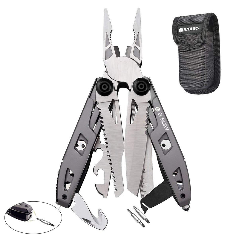 Multitool Pliers, BIBURY 18 in 1 Multi Tool Pocket Knife with Car Safety Hammer and Sheath, Stainless Steel Multifunction Pliers for Outdoor, Survival, Camping, Hiking, Simple Repair Titanium - NewNest Australia