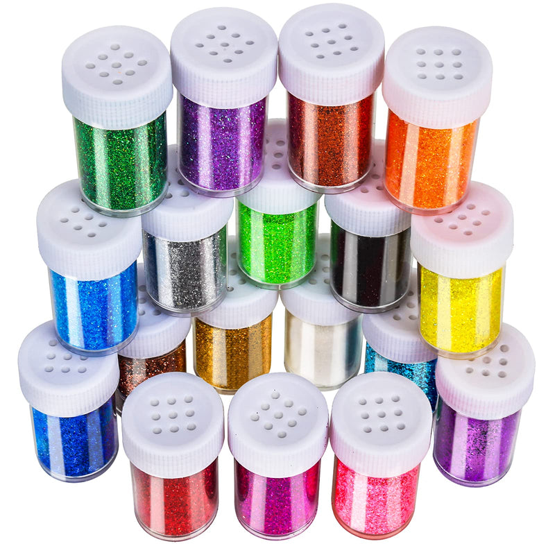 LEOBRO 18 Pack Glitter for Slime, Resin Glitter Shake Jar, Slime Glitter, Multi Assorted Set Extra Fine Glitter for Resin Nail Art Crafts Tumbler Scrapbook Jewelry Making, 15g/ Bottle, Total 270g - NewNest Australia