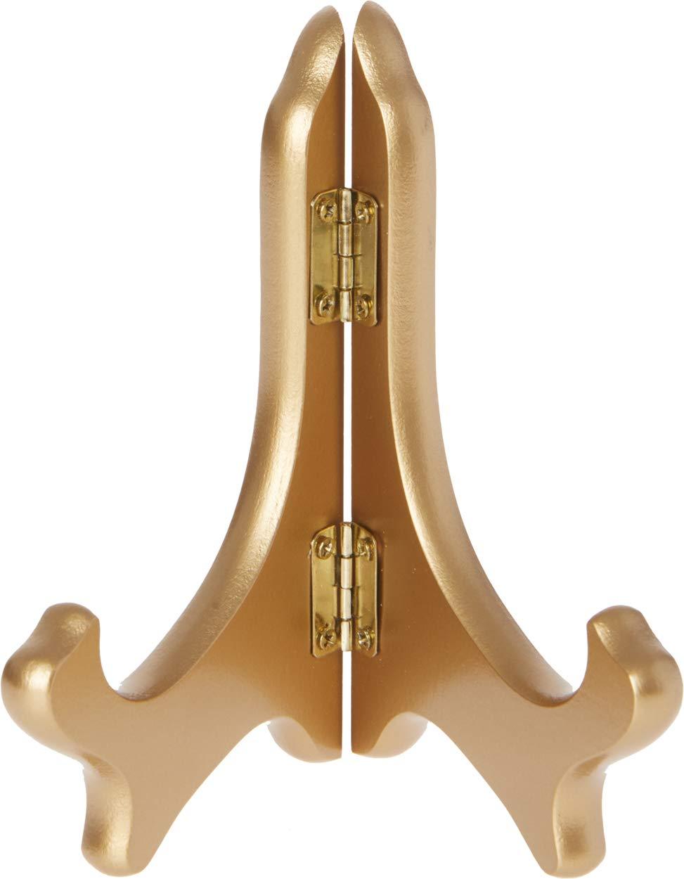 NewNest Australia - Bard's Hinged Gold Wood Stand, 5" H x 5" W x 3.5" D (for 5" - 7.5" Plates) 