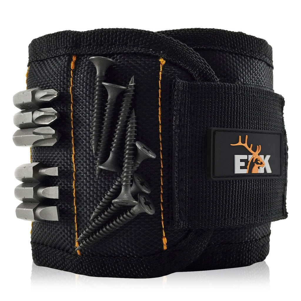 ELK Magnetic Wristband Small Armband Tool Organizer with Heavy Duty Strong Magnets for Holding Screws, Tools, Nails, Drill Bits - Cool and Useful Gift for Him, Men, Dads, Husband and Women (Black) - NewNest Australia