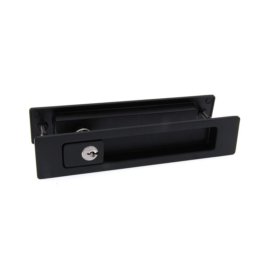 LWZH 7.1" Sliding Door Mortise Lock Latch Invisible Recessed Handle Set with 3 Keys Interior Wood Pocket Door Lock Furniture Hardware(Black) Black - NewNest Australia