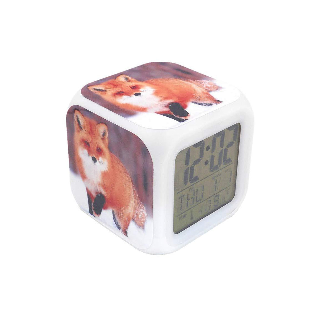 NewNest Australia - BoWay 3＂Desk & Shelf Clock Red Fox Animal Digital Alarm Clock with Led Lights Table Clock for Kids Teenagers Adults Home/Office Decor 