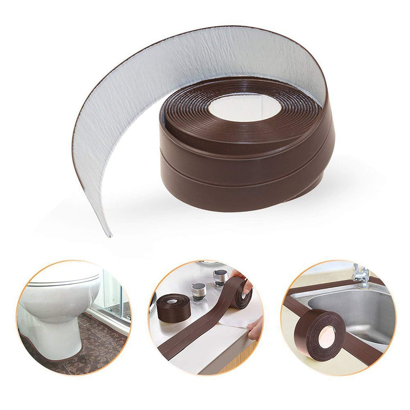 Caulk Strip PE Self Adhesive Tape for Bathtub Bathroom Shower Toilet Kitchen and Wall Sealing (W:38mm L:11Ft Brown) W:38mm L:11Ft Brown - NewNest Australia