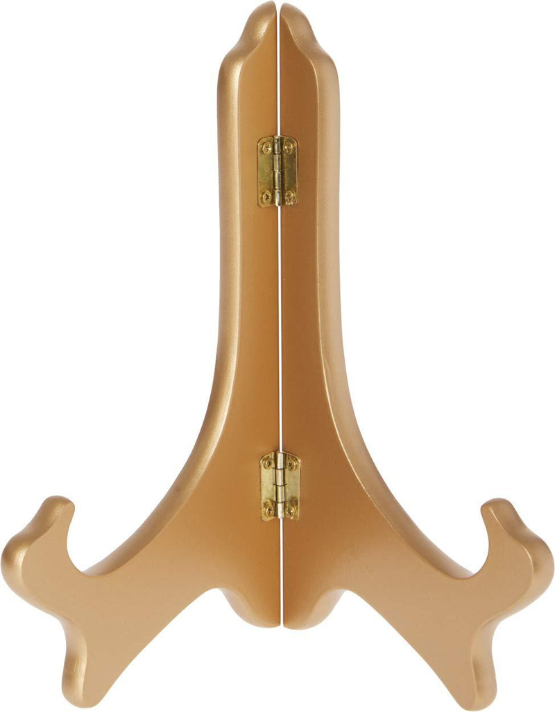 NewNest Australia - Bard's Hinged Gold Wood Stand, 8" H x 7" W x 5" D (for 8" - 9.5" Plates) 1 