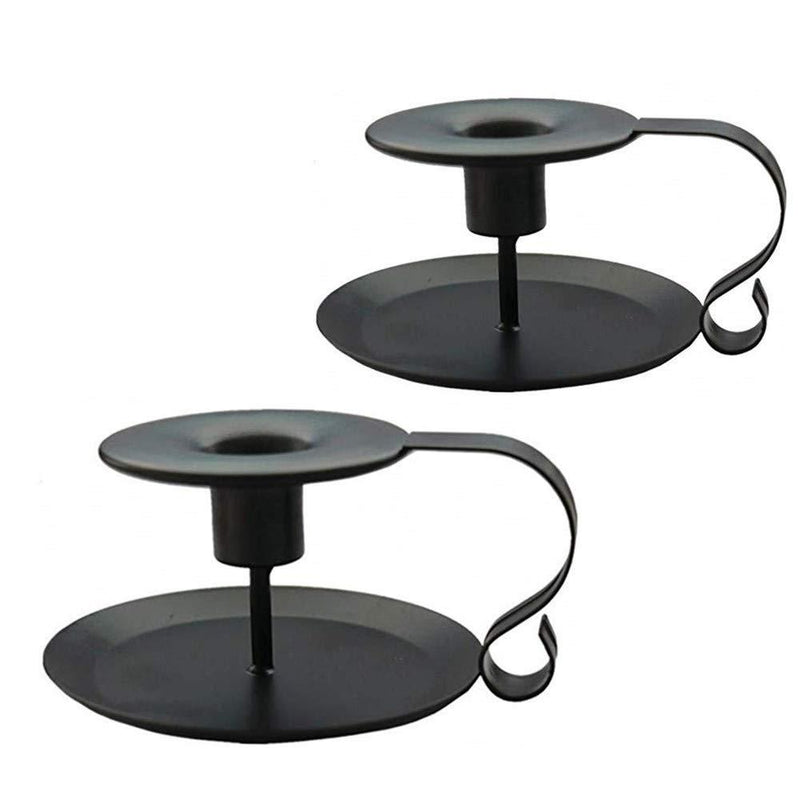 NewNest Australia - PRINTEMPS Wrought Iron Taper Candle Holder,Iron Candle Holders (1X2, Black) 1X2 