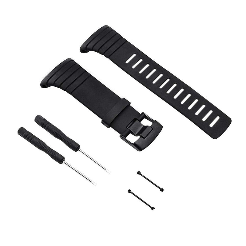 Sencato Watch Bands Compatible with Suunto Core, Classic Soft Rubber Replacement Wrist Strap for Suunto Core Smart Watch（A/B Style Available Select）Black A-Black - NewNest Australia