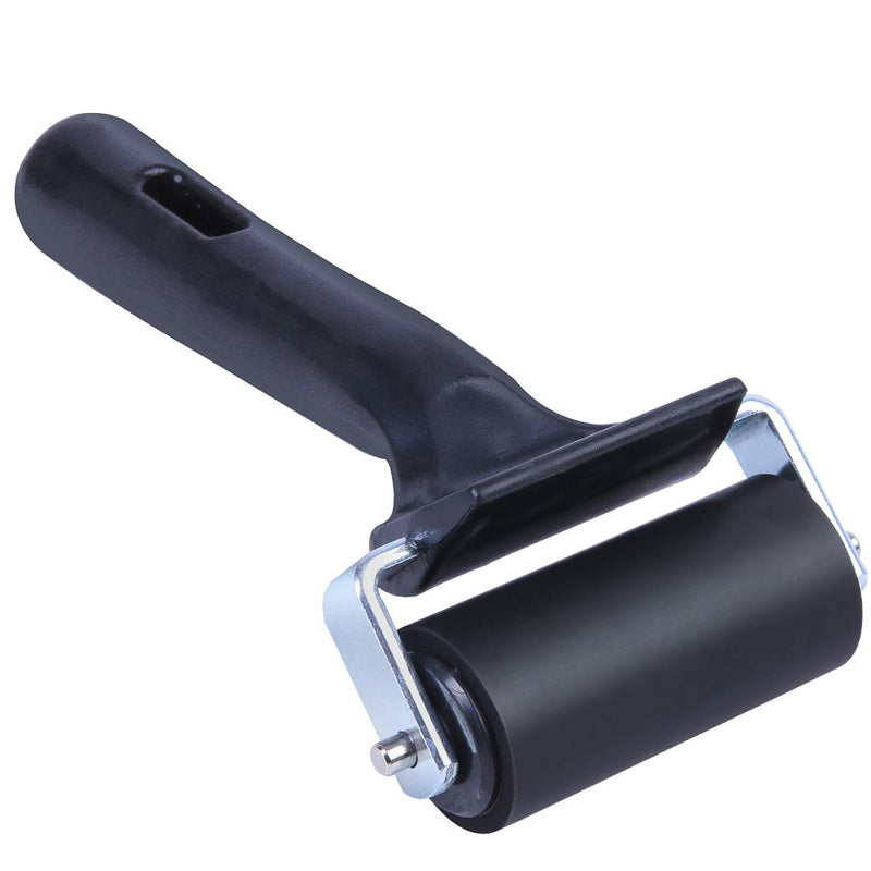 2.5 Inch Rubber Roller, Paint Brayer, Heavy Duty Steel Frame Art Craft Tool, Ideal for Anti Skid Tape Construction Tools, Print, Ink and Stamping Tools (Black) - NewNest Australia