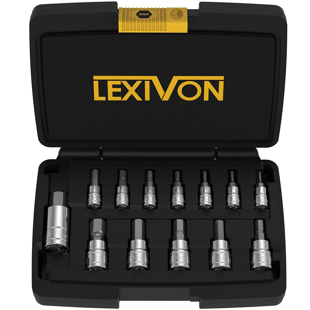 LEXIVON HEX Bit Socket Set, Premium S2 Alloy Steel | 13-Piece Metric 2mm - 14mm Set | Enhanced Storage Case (LX-141) - NewNest Australia