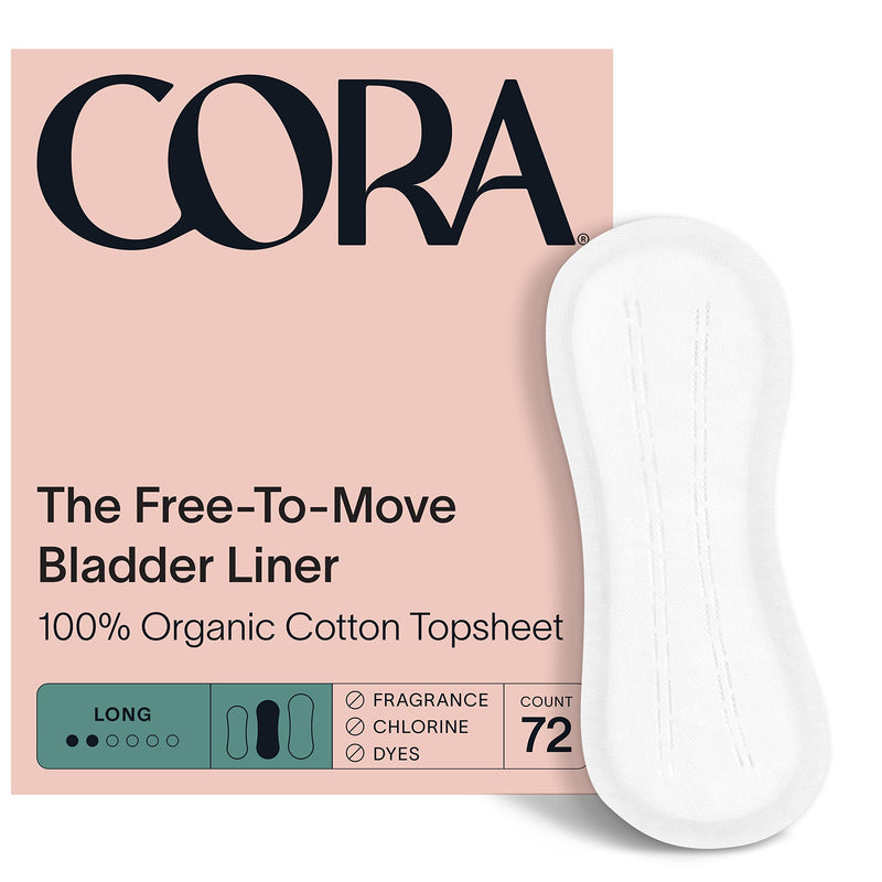 Cora Bladder Liner | Long Length | 100% Organic Cotton Topsheet | Incontinence, Leak Protection | Thin, Hypoallergenic | Unscented | Daily Use | Comfortable | Packaging May Vary (72 Count) 72 Count (Pack of 1) - NewNest Australia