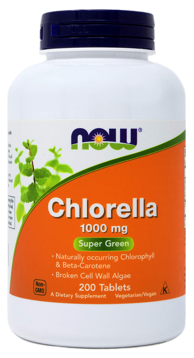 Now Chlorella Tablets,1000mg, 200 Tabs - Premium, Non-GMO Microalgae - Green Superfood Supplement - NewNest Australia