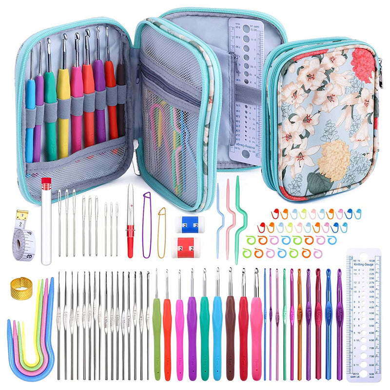 96 Pack Crochet Hooks Set, Ergonomic Knitting Needle Weave Yarn Kits with Storage Case and Crochet Needle Accessories, Crochet Needles Kit for Beginners and Experienced Crochet Hook Lovers - NewNest Australia