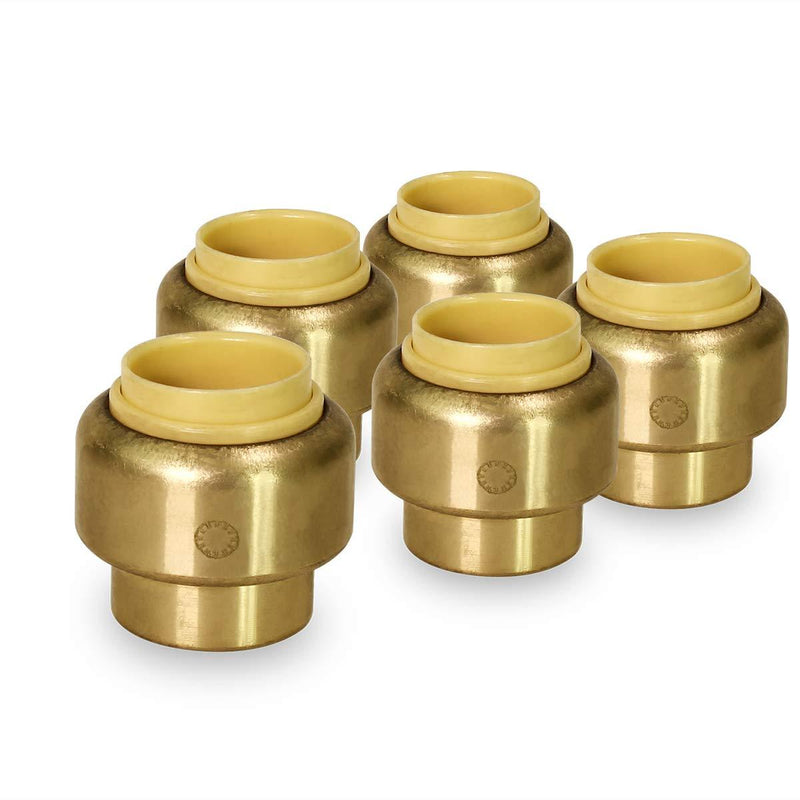 Supply Giant VQTF1-5 Plug End Cap Pipe Fitting Push to Connect Pex Copper, CPVC, 1 Inch, Brass Pack of 5, 5 Count - NewNest Australia