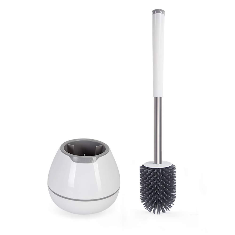 NewNest Australia - BOOMJOY Toilet Brush and Holder Set, Silicone Bristles Bathroom Cleaning Bowl Brush Kit with Tweezers - White 1 Pack 