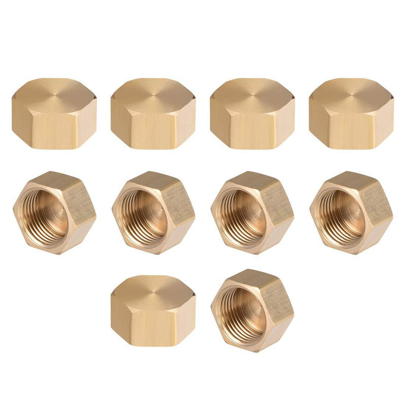 uxcell G3/8 Pipe Fitting Cap, Brass Hex Female Thread Hose Connector, for Garden and Outdoor Water Pipes Nozzle Joints, 10Pcs - NewNest Australia