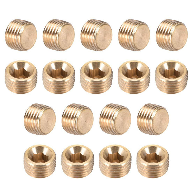 uxcell Brass Hex Socket Pipe Fitting, G1/4 Male Thread Hose Adapter Connector, for Garden Pipe Pneumatic Solenoid Valve, 18Pcs - NewNest Australia
