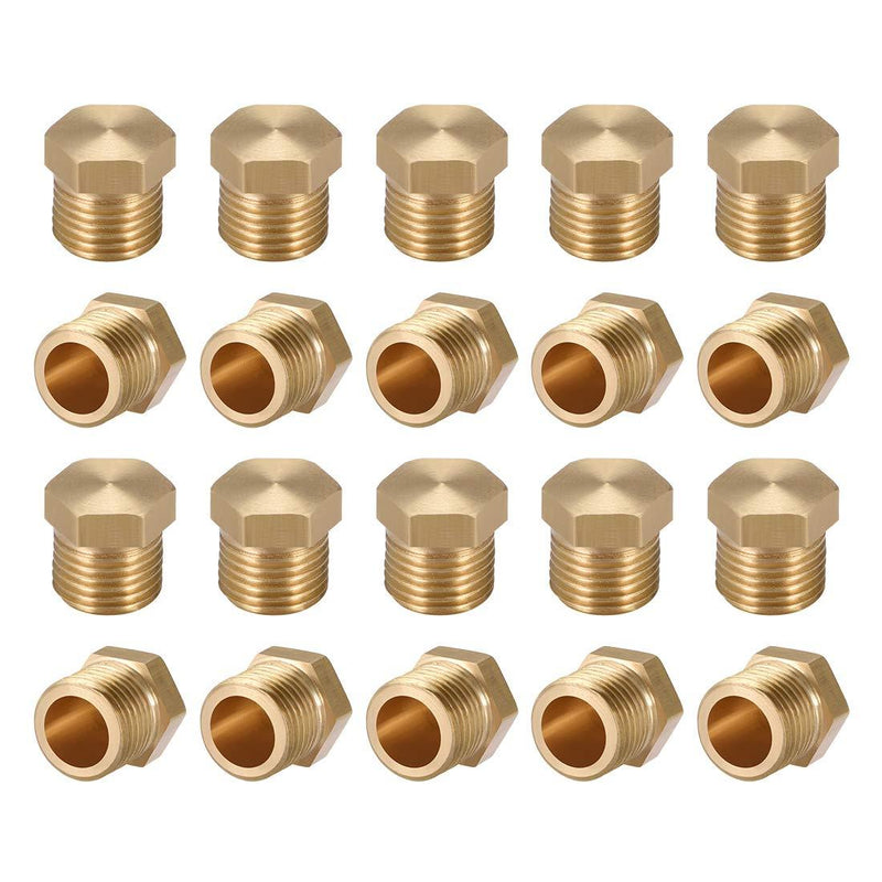 uxcell Brass Pipe Fitting, Cored Hex Head Plug G1/8 Male Thread Connector Coupling Adapter 20pcs - NewNest Australia