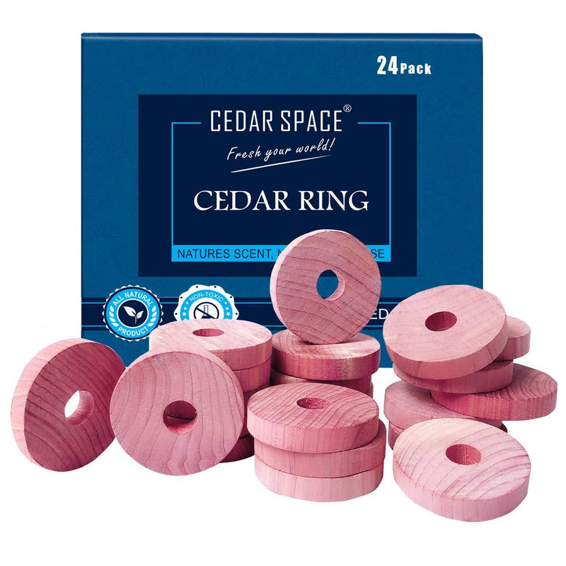 NewNest Australia - Cedar Space Cedar Blocks for Clothes Storage 100% Natural Aromatic Red Cedar Rings Protection for Wardrobes Closets and Drawers 24 Rings 