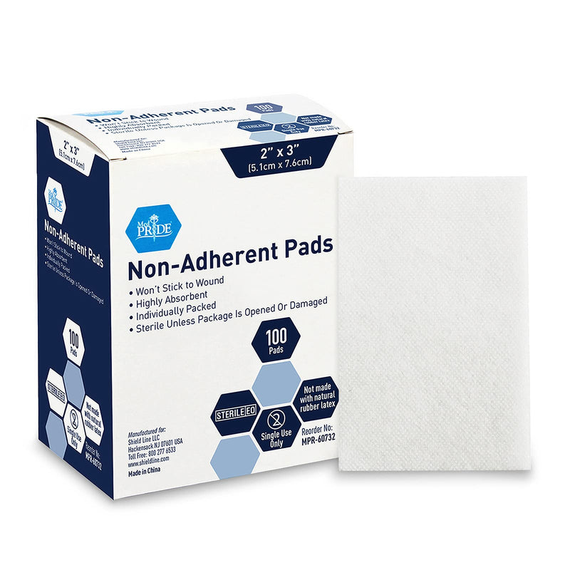 Medpride Sterile Non-Adherent Pads| 100-Pack, 2” x 3”| Non-Adhesive Wound Dressing| Highly Absorbent & Non-Stick, Painless Removal-Switch| Individually Wrapped for Extra Protection 2x3 Inch (Pack of 100) - NewNest Australia
