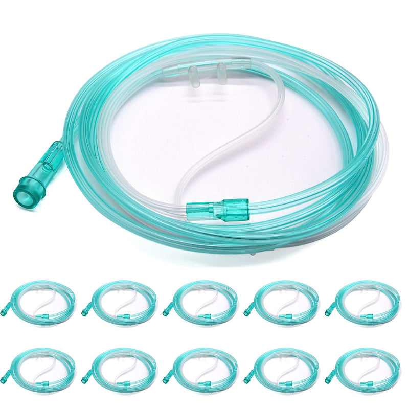 Healva 10 Pack High-Flow Soft Nasal Oxygen Cannula, Standard Connector 6.6 Feet, Green Tubing - NewNest Australia