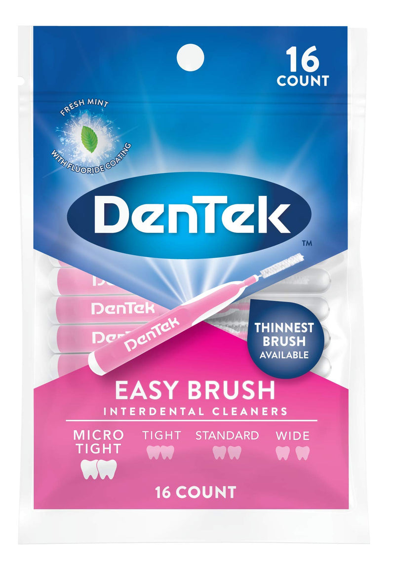 DenTek Easy Brush Micro Tight Interdental Cleaners - 16 Ea, 16count 16 Count (Pack of 1) Micro Tight Teeth - NewNest Australia