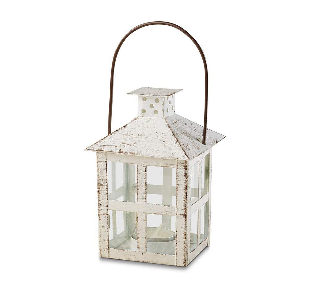 NewNest Australia - Kate Aspen Vintage White Distressed Medium candle lantern, One Size Vintage White Distressed Lantern - Medium 