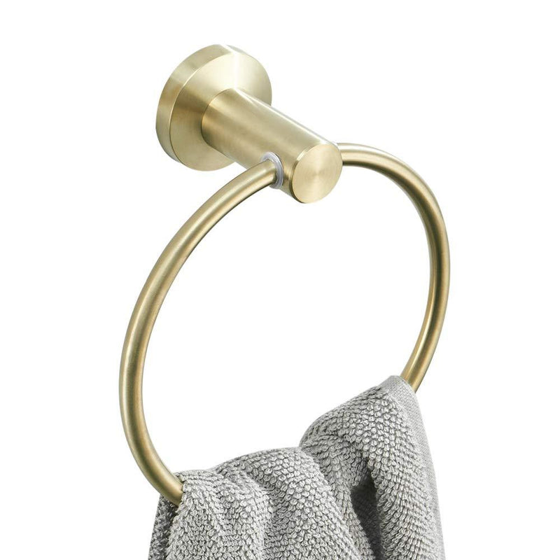 BATHSIR Gold Towel Ring, Towel Holder for Bathroom Round Hand Brushed Gold Towel Rack Wall Mount Stainless Steel - NewNest Australia