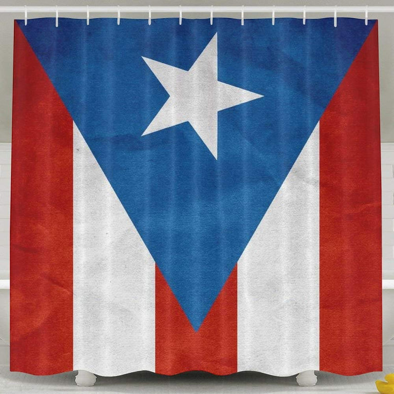 Mesllings Decorations Shower Curtains - Puerto Rico State Pride Flag Bath Curtain - Polyester Fabric Bathroom Decor Set with Hooks - 60" X 72" - NewNest Australia