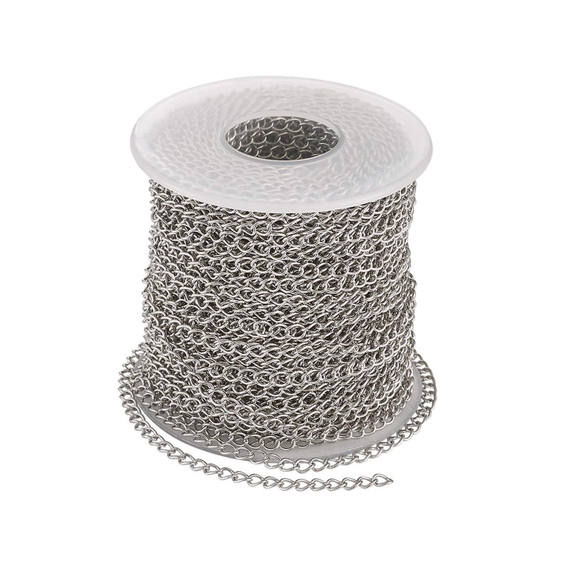 Pandahall 82 Feet/25M Soldered 304 Stainless Steel Curb Chains 4x3x0.6mm Stainless Steel Color Plated for Jewelry Making 0Chains- 4x3x0.6mm- 82 feet - NewNest Australia