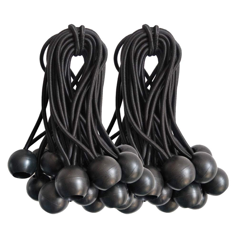 Ball Bungee Cords 50 Packs, 5 Inch Black Tie Down Cords for Tarp, Canopy Shelter, Wall Pipe, UV Resistant - NewNest Australia