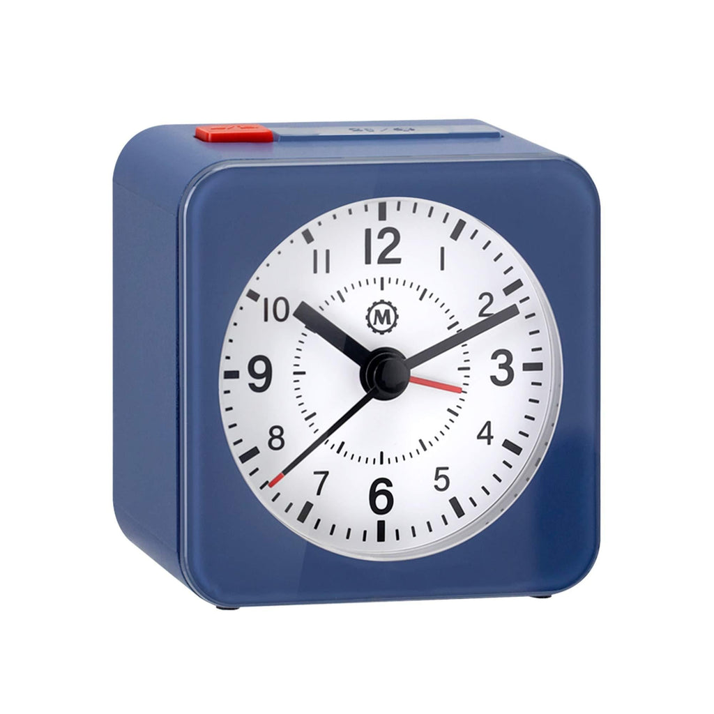 NewNest Australia - Marathon Mini Travel Alarm Clock, Silent Sweep, No Ticking, Auto Back Light and Snooze Function - CL030065BL-WH2 (French Blue/White) Blue/White Dial/Black Hands 