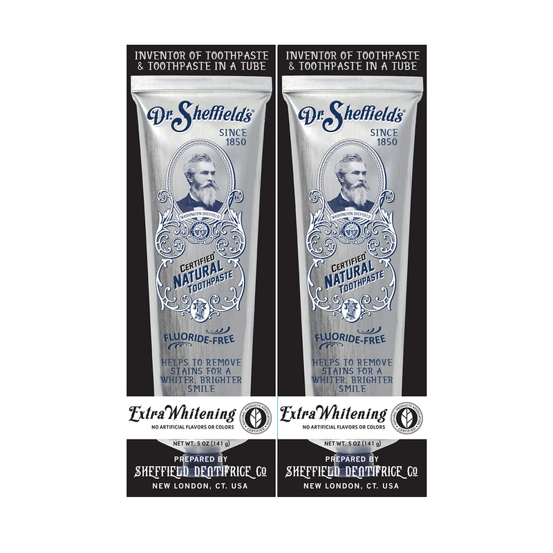 Dr. Sheffield’s Certified Natural Toothpaste (Extra-Whitening) - Great Tasting, Fluoride Free Toothpaste/Freshen Your Breath, Whiten Your Teeth, Reduce Plaque (2-Pack) Extra Whitening Natural Mint - NewNest Australia