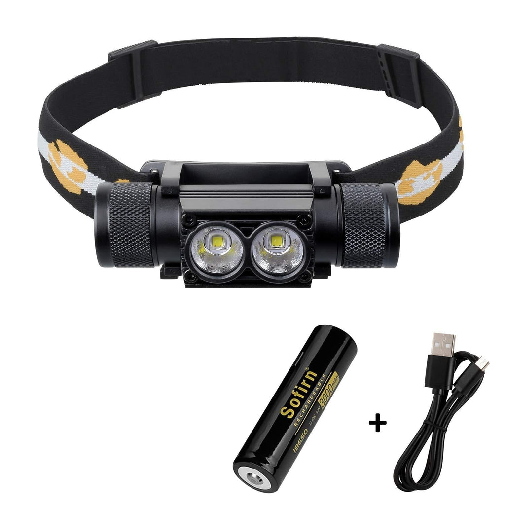 Headlamp, 1200 Lumen Rechargeable Headlamp Flashlight, Bright SST40 LED with 18650 Battery(Inserted), Waterproof, for Kids and Adults, for Camping, Running, Hiking, Emergency, Outdoor - NewNest Australia