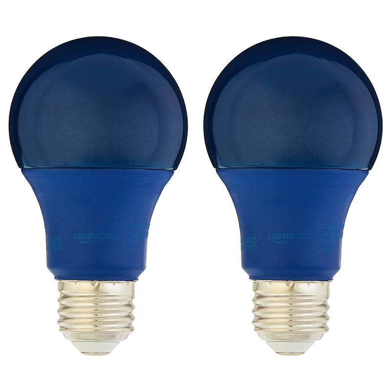 Amazon Basics 60 Watt Equivalent, Non-Dimmable, A19 LED Light Bulb | Blue, 2-Pack - NewNest Australia