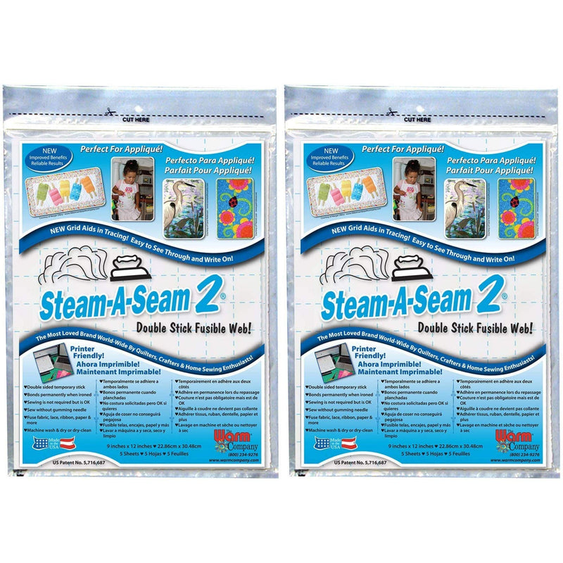 Warm Company Steam-A-Seam 2 Double Stick Fusible Web-9"X12" Sheets 5/Pkg (5517) (2-Pack of 5) - NewNest Australia
