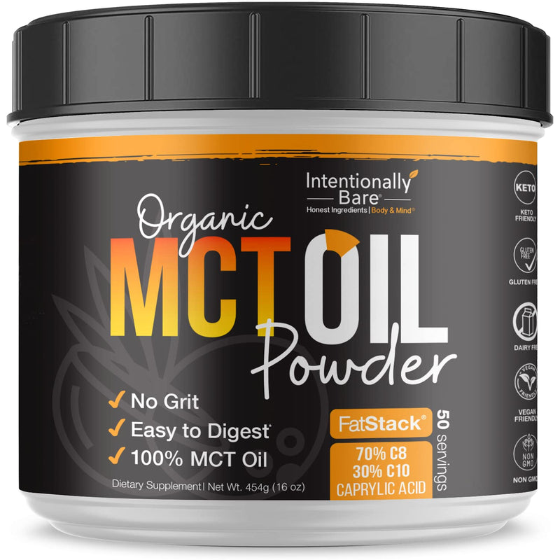 Organic MCT Oil Powder - Zero Net Carbs - No Grit Formula - Keto - Paleo - Vegan Friendly - 70% C8 - 30% C10 - Excellent in Shakes - Smoothies & Coffee - Unflavored - 50 Servings - NewNest Australia