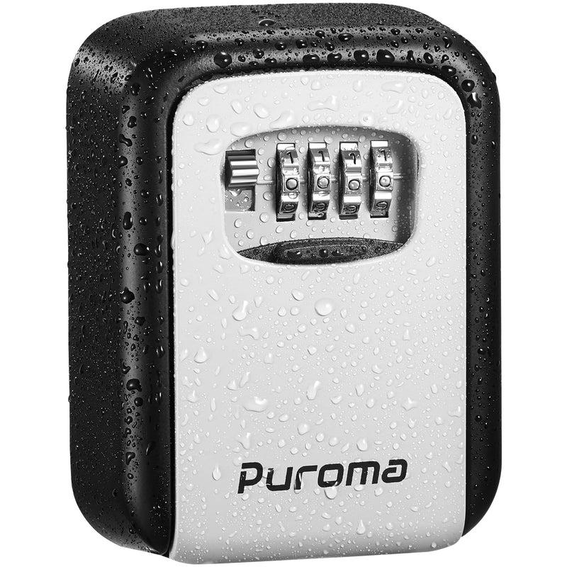 Puroma Security Key Lock Box, 4-Digit Combination Waterproof Portable Key Storage Lockbox Wall Mount 5 Key Large Capacity for House Key, Special Car Key, ID Card (Black & Gray) Black & Gray - NewNest Australia
