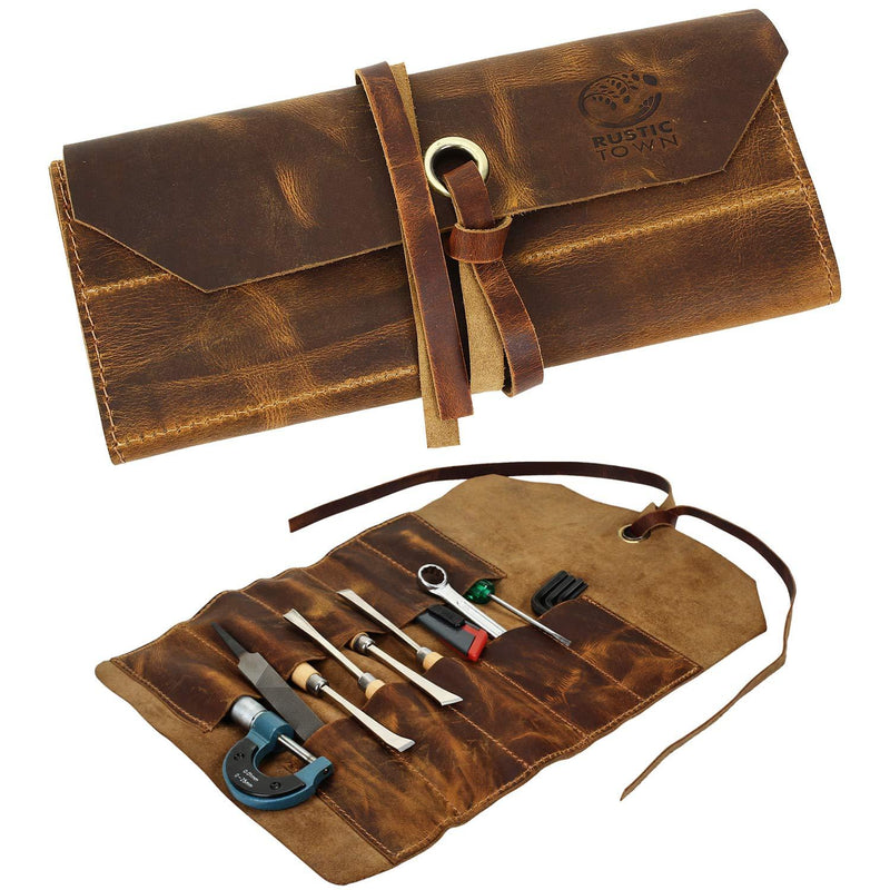Leather Tool Roll Up Pouch - Leather Tool Wrench Roll / Chisel Bag by Rustic Town - NewNest Australia