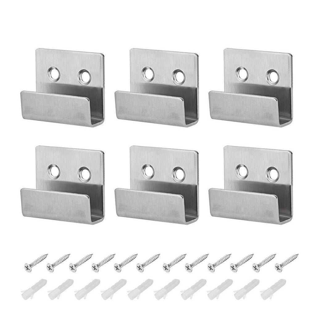 NewNest Australia - uxcell 6 Pcs Wall Mounted Hook Robe Hooks Single Clothes Hanger With Screws, Stainless Steel 
